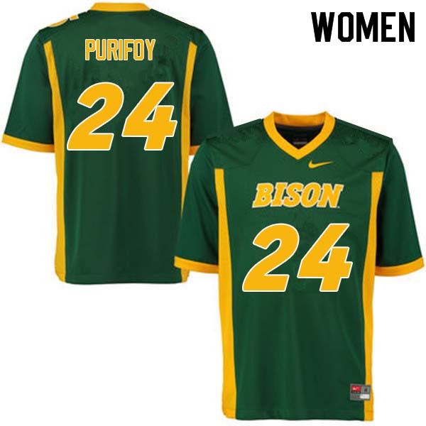 Women #24 Demaris Purifoy North Dakota State Bison College Football Jerseys Sale-Green